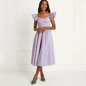 NWT Hill House The Daphne Dress in Lilac Dot Check